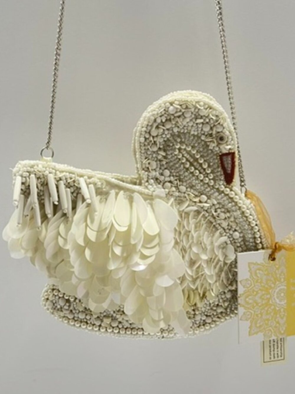 Beaded White Swan Crossbody Bag From India To You NWT